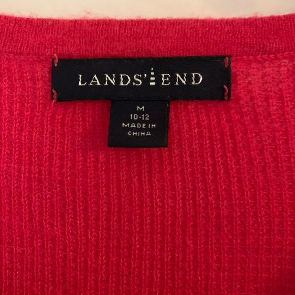 Lands' End dark pink 100% cashmere henley style sweater - Picture 2 of 6